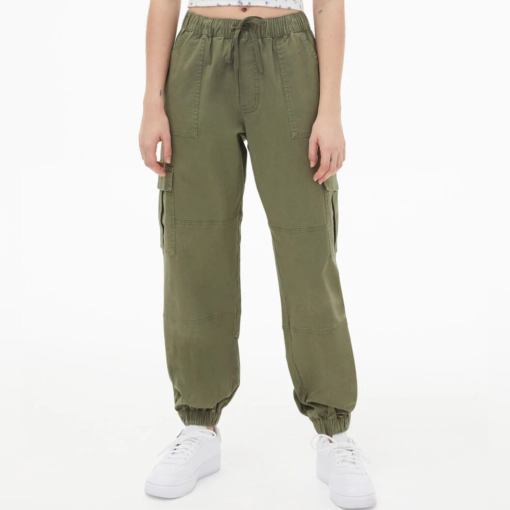Olive Green Cargo Joggers Pants